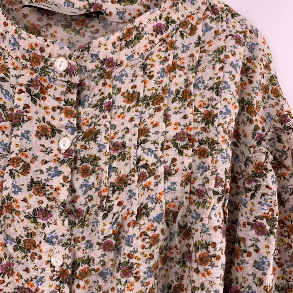 Zara floral button front loose fit blouse 13/14‎